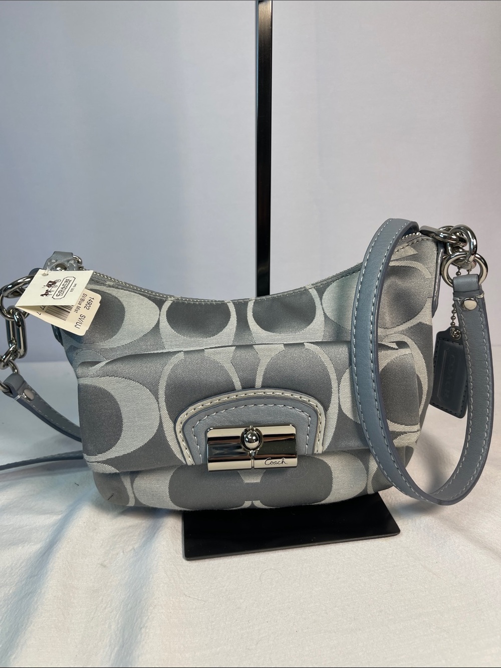 Coach E1093-14902 Kristen Signature Sateen Crossbody Blue Mist NWT